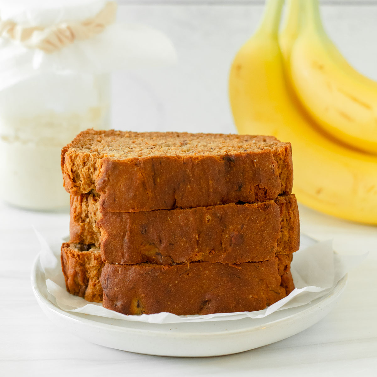 This gluten-free sourdough banana bread is an easy gluten-free sourdough recipe made with simple ingredients and a gluten-free sourdough starter. This homemade banana bread is a delicious snack or quick breakfast recipe.
