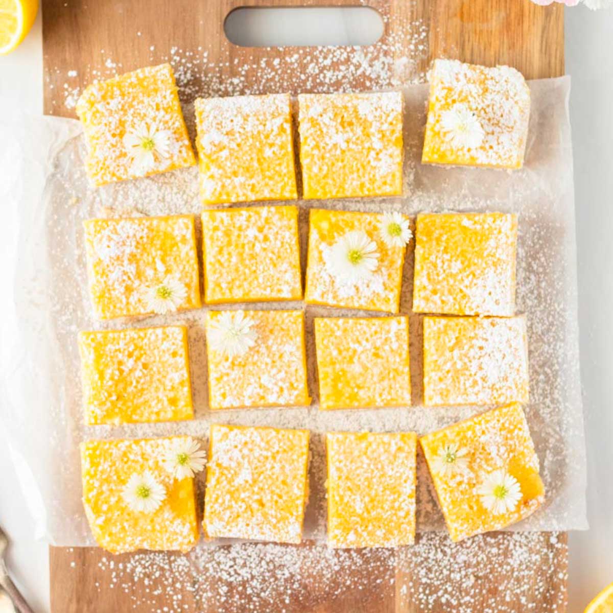 These lemon bars are a classic dessert recipe made with a shortbread crust and creamy lemon curd topping. This classic lemon dessert is perfect for serving at a holiday meal or for a spring or summer occasion.