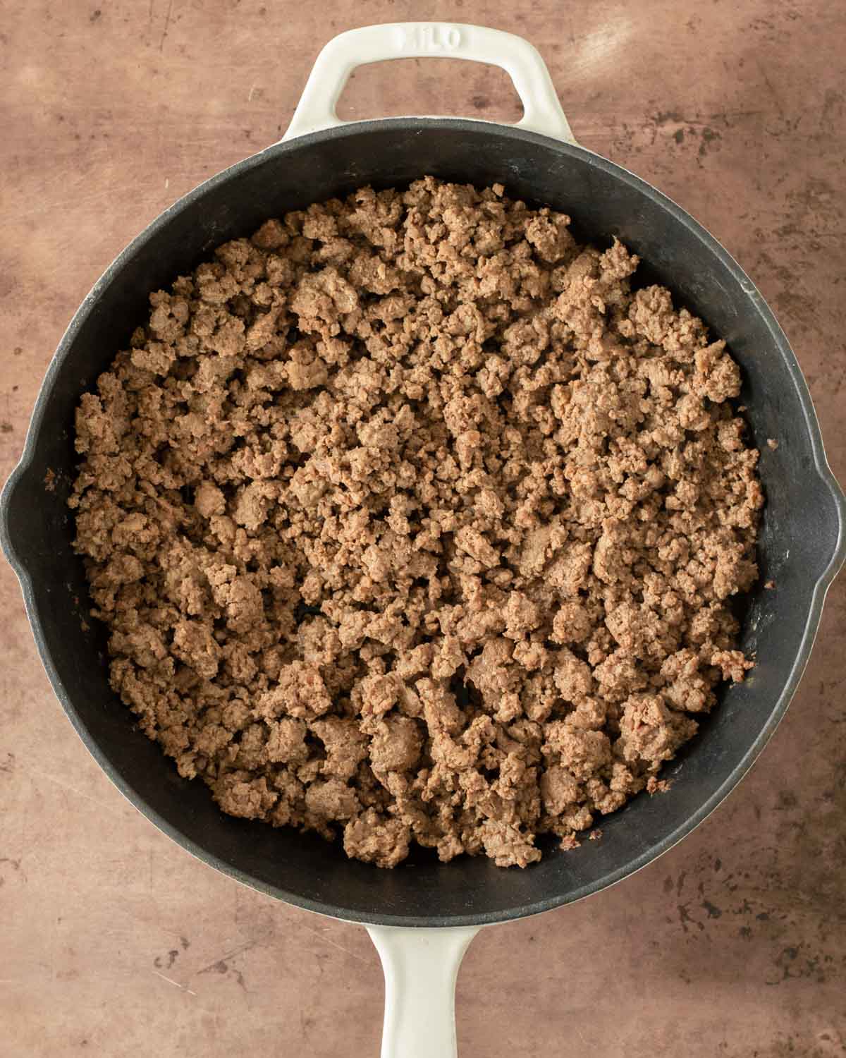 Step 1. Brown the beef in a skillet