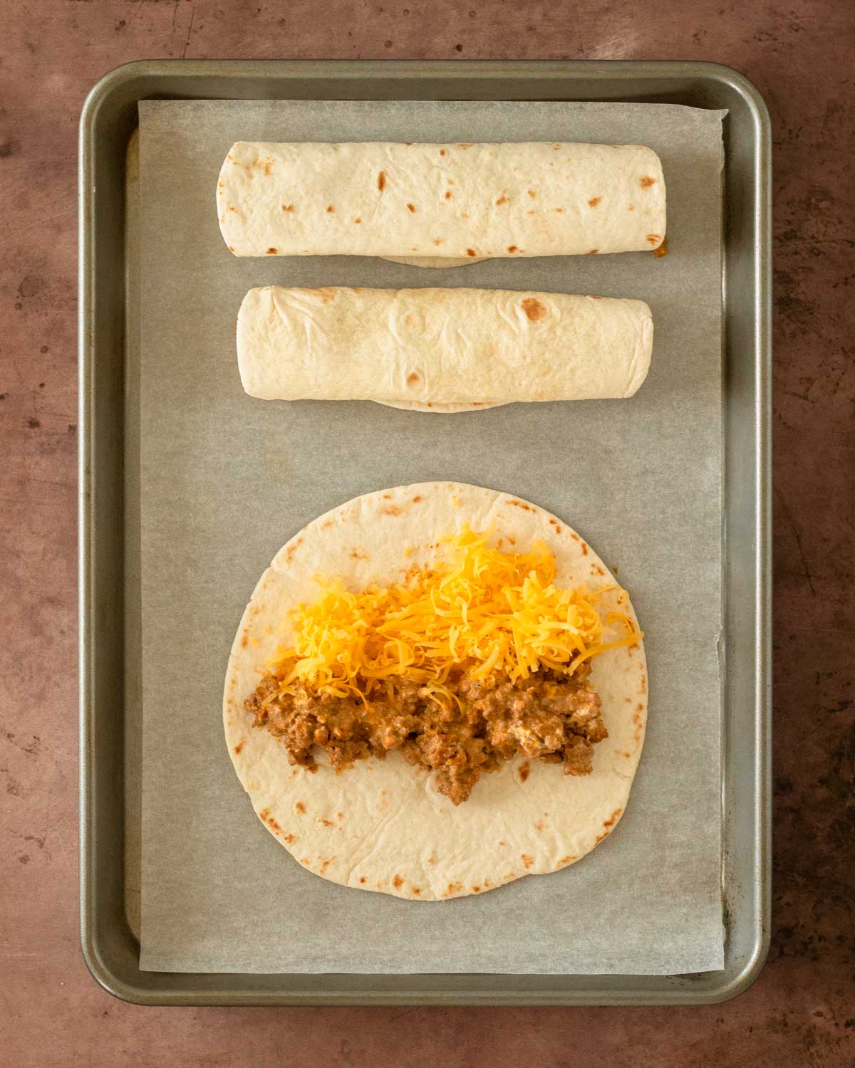 Step 5. Assemble the beef taquitos