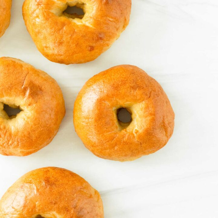 These sourdough bagels are the perfect homemade bagels made with a sourdough starter. These homemade bagels are an easy breakfast recipe and great for storing in the freezer to enjoy later!