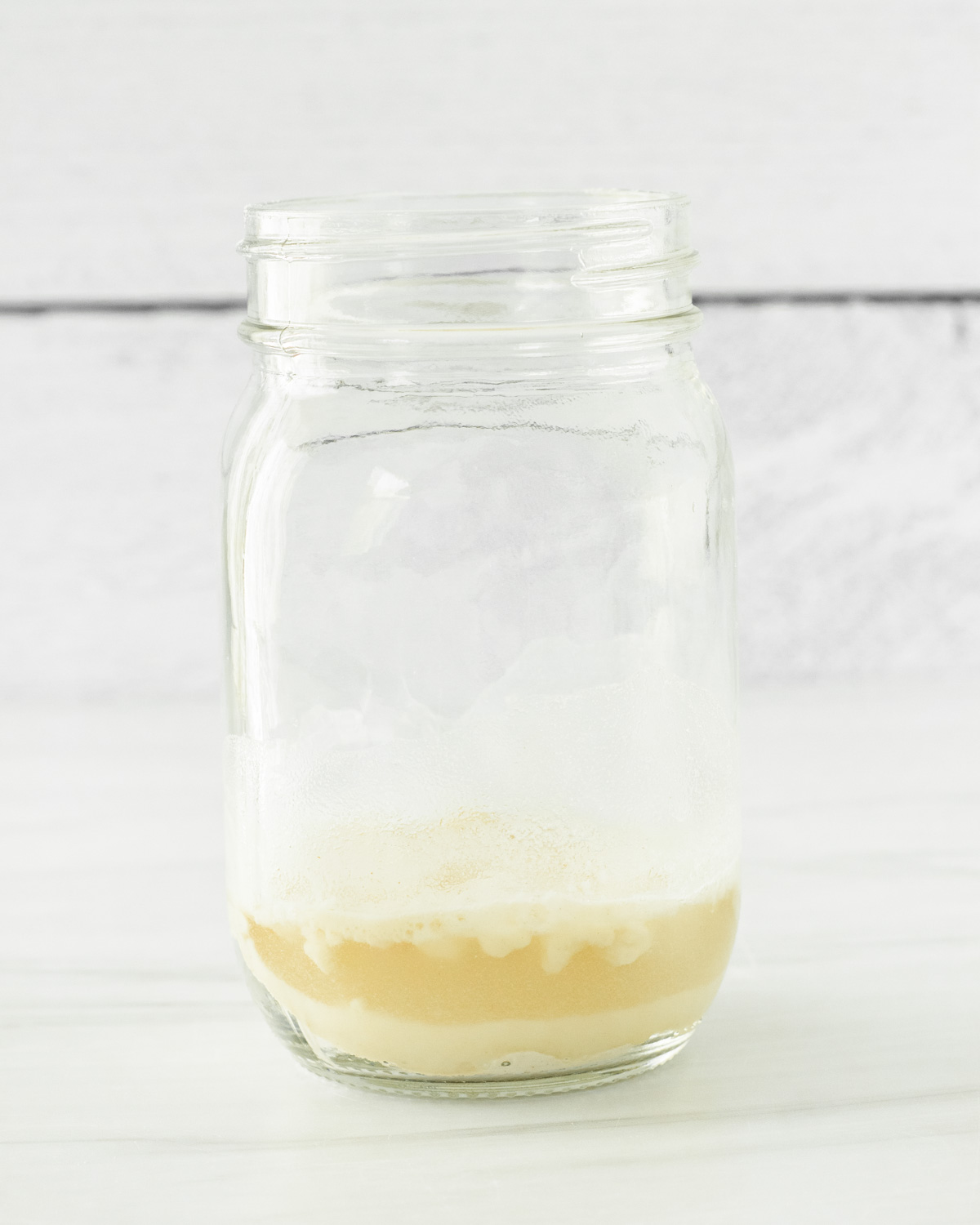 On day 1, add flour and water to a glass jar