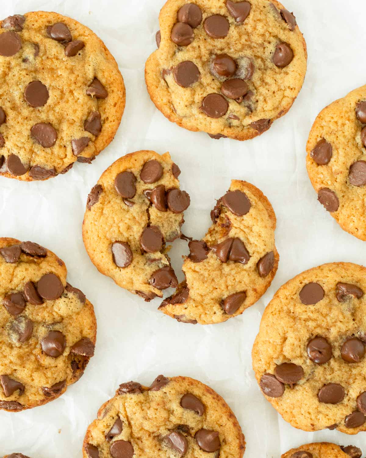 These sourdough chocolate chip cookies are soft, chewy chocolate chip cookies made with classic cookie ingredients and sourdough starter discard. This sourdough discard recipe is an easy cookie recipe that makes incredibly soft homemade cookies.