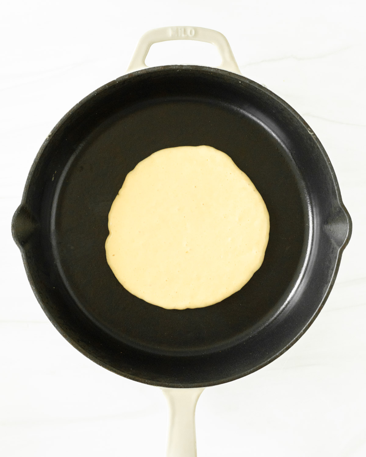 Step 5. Pour 1-3 cup pancake batter onto a hot griddle or skillet