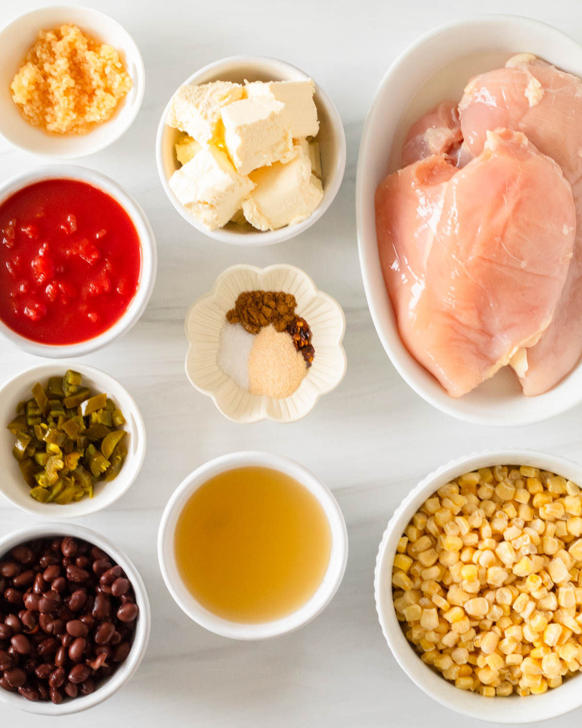 Ingredients for Cream Cheese Chicken Chili