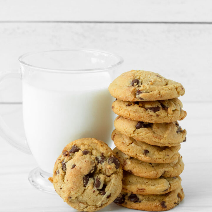 These chewy chocolate chip cookies are the best chocolate chip cookies made with classic ingredients for a cookie that has the perfect chewy texture.