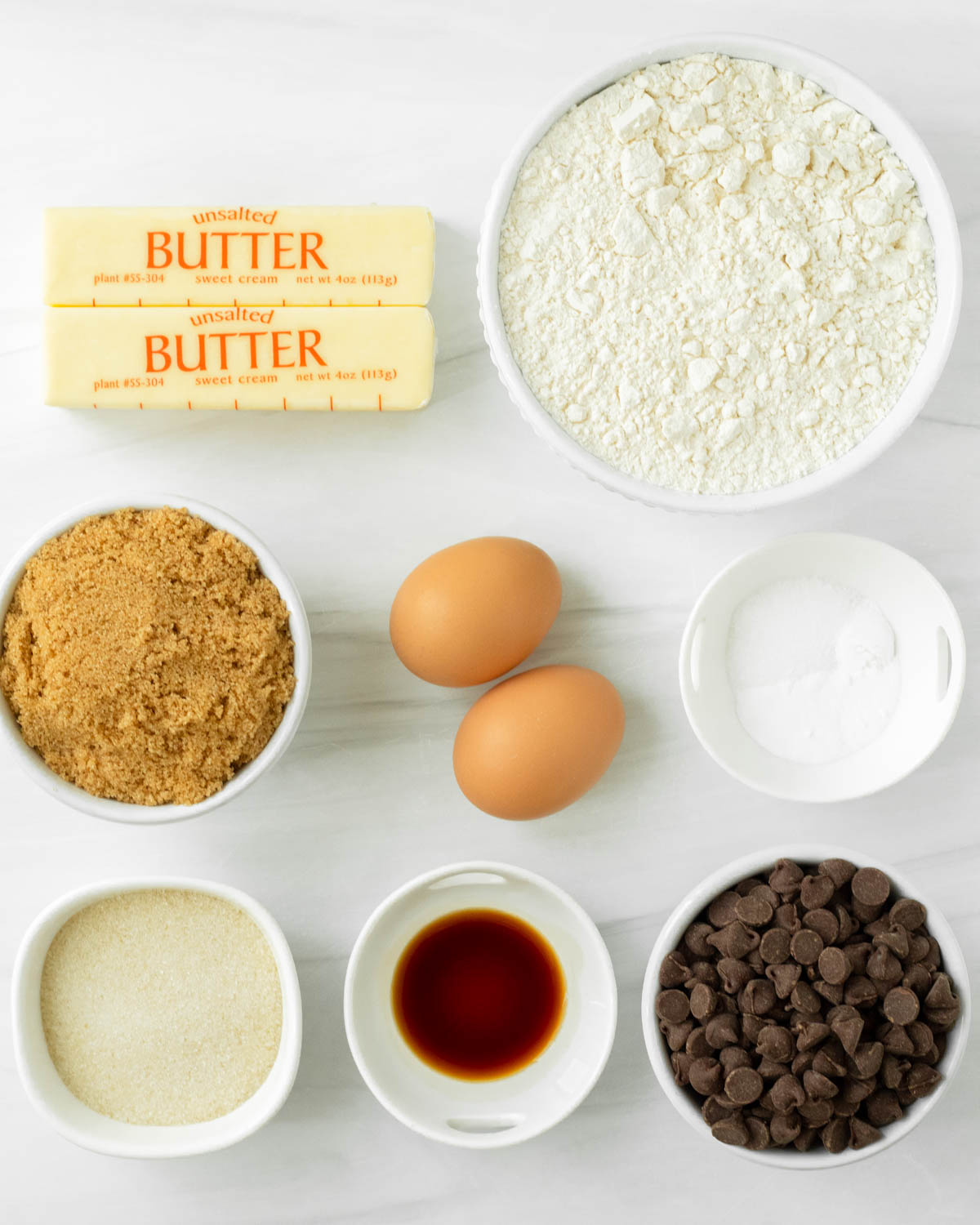 Ingredients for Chewy Chocolate Chip Cookies