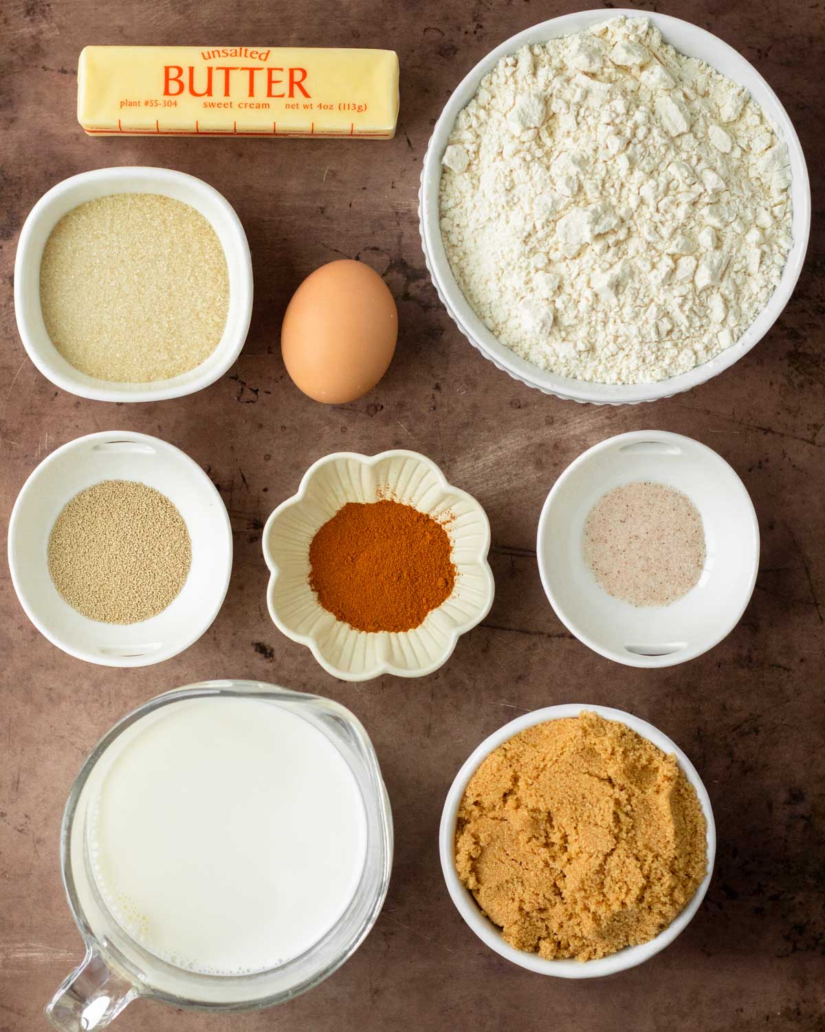 Ingredients for Cinnamon Rolls