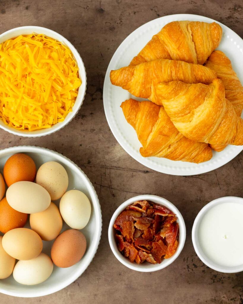 Bacon Cheddar Croissant Breakfast Casserole | Little Bitta Kitchen