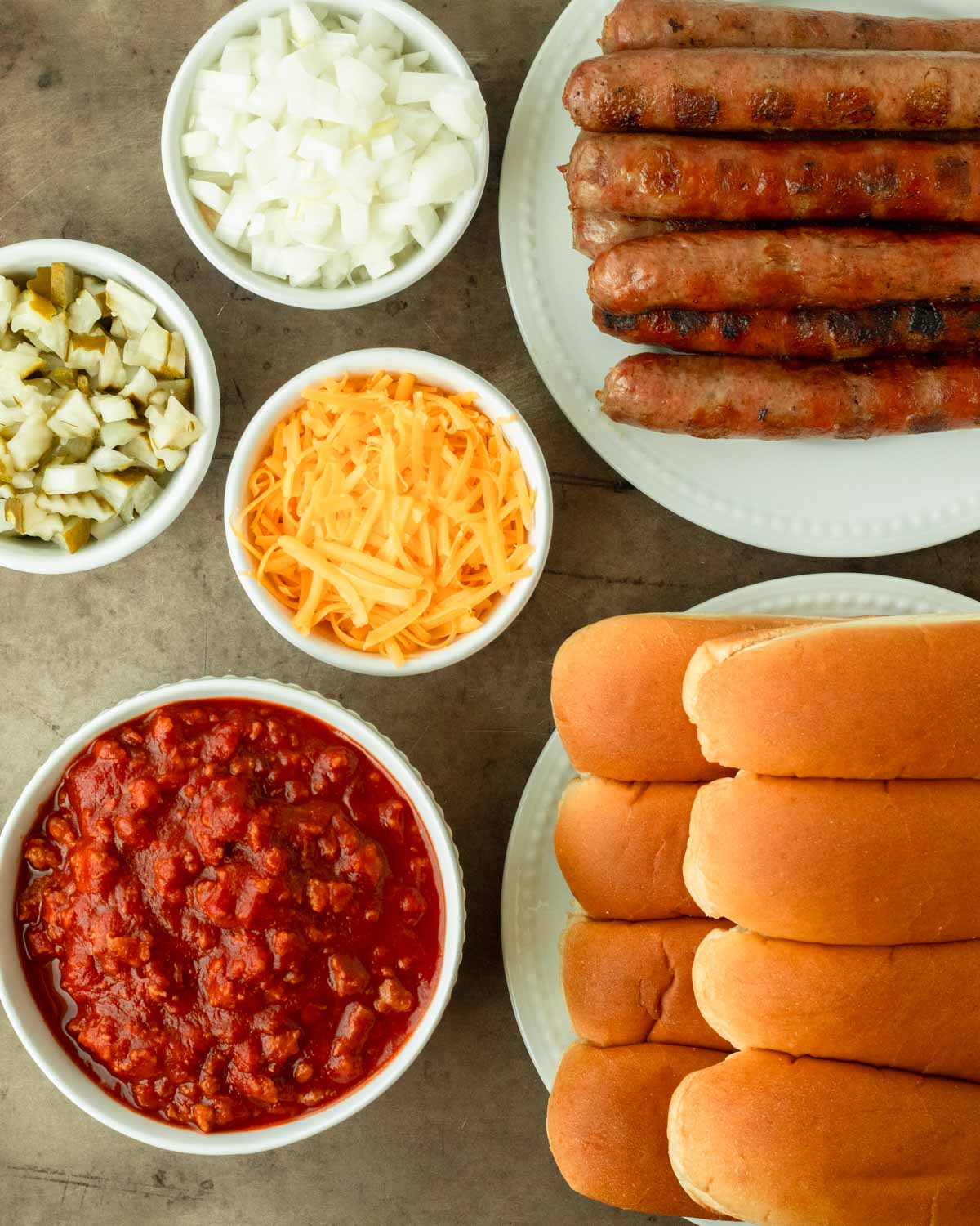 Ingredients for Loaded Chili Brats