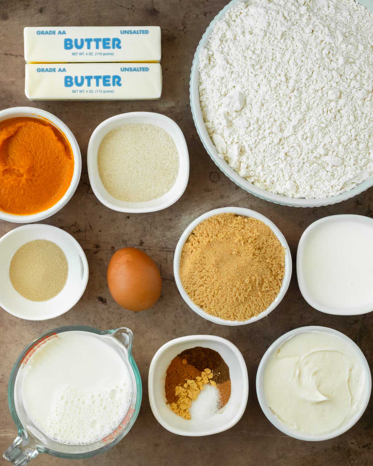Ingredients for Pumpkin Cinnamon Rolls