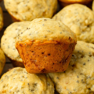 These mini banana muffins are easy, kid-friendly muffins recipe made with overripe bananas and cottage cheese and chia seeds hidden inside for extra protein and nutrients.