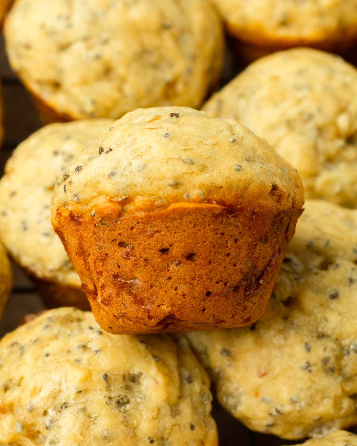 These mini banana muffins are easy, kid-friendly muffins recipe made with overripe bananas and cottage cheese and chia seeds hidden inside for extra protein and nutrients.